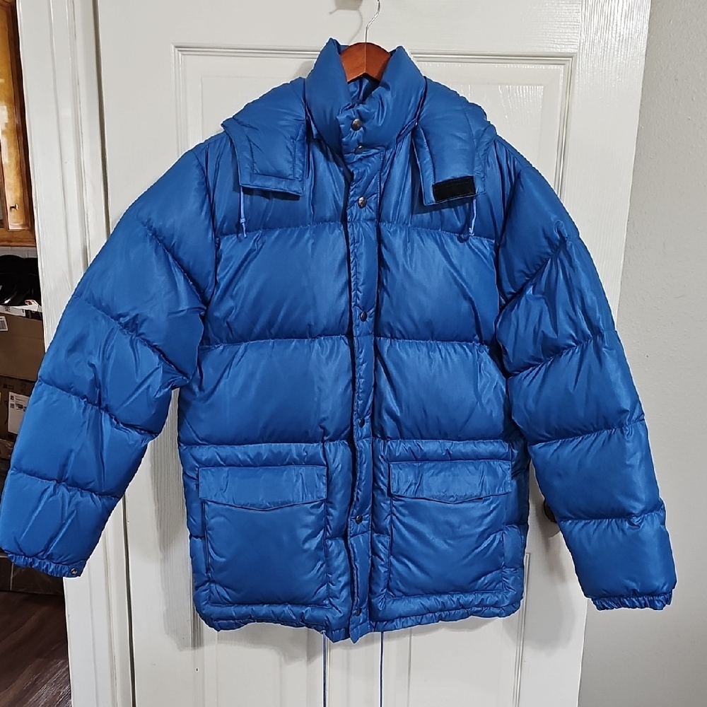 🏔️ Vintage Rugged Country by Campus Blue Down Puffer Jacket w/ Hood - 42 Long